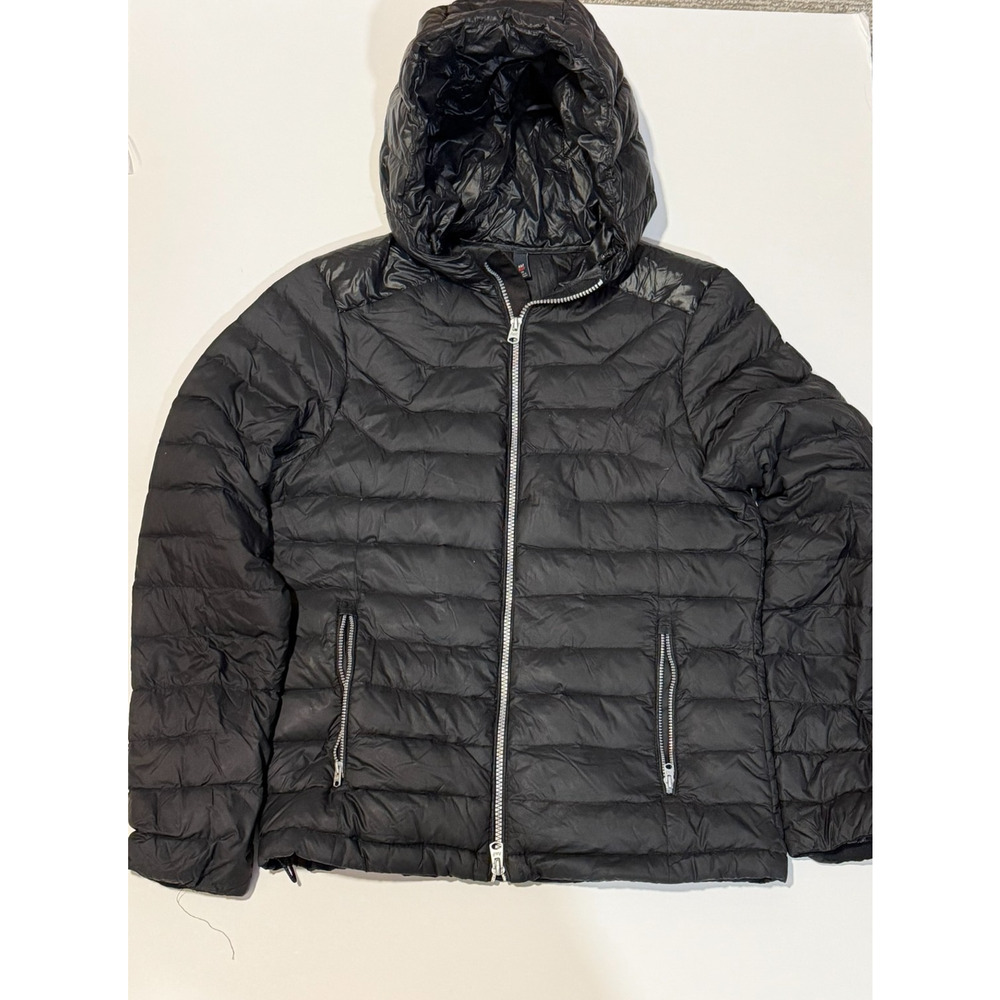 Abercrombie & Fitch Down Series Black Puffer Jacket Womens XS Hooded Coat